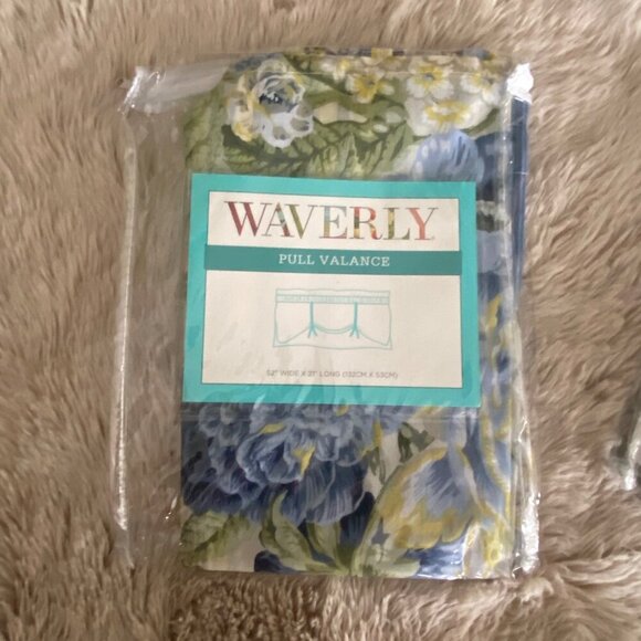 Waverly Floral Flourish - Porcelain Pull Valance 52" X 21" 100% Cotton Fits - Picture 5 of 9